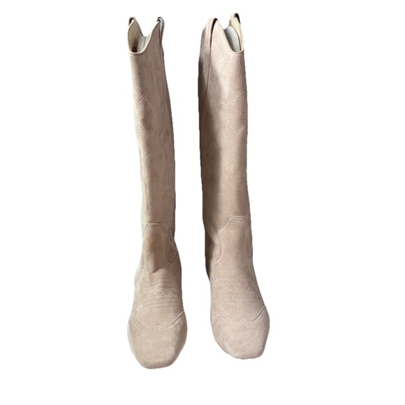 Steve Madden Dollie Womens Tall Tan Suede Western Boots Cowboy Block Heels Sz 7 - Picture 4 of 11